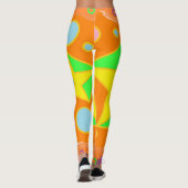 Helder oranje groen en geel ontwerp leggings (Achterkant)