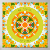 Helder Oranje groen Per Aspera Ad Astra Star Kinde Poster (Voorkant)