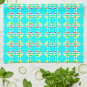 Helder oranje, groene, witte abstracte theedoek (Gevouwen)