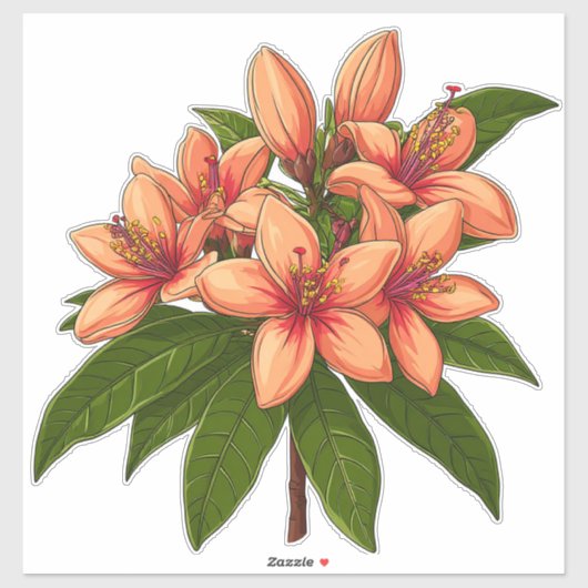 Helder Oranje Hibiscus Boeket Sticker (Vel)