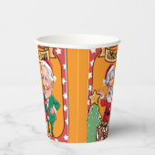 Helder Oranje kerstkarikatuur paar Papieren Bekers (Rechts)