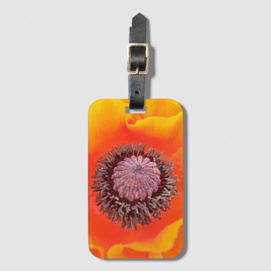 Helder oranje klaproos bagagelabel (Voorkant (verticaal))