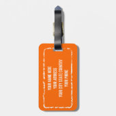 Helder oranje kleur reizen bagagelabel | Aanpassen (Achterkant verticaal)