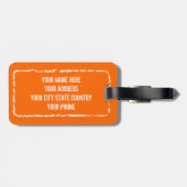 Helder oranje kleur reizen bagagelabel | Aanpassen (Achterkant horizontaal)