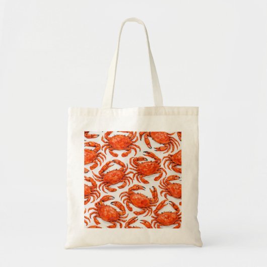 Helder Oranje Krab Patroon Tote Bag (Voorkant)