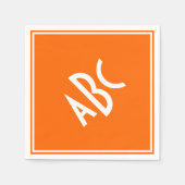 Helder oranje met wit monogram servetten (Voorkant)