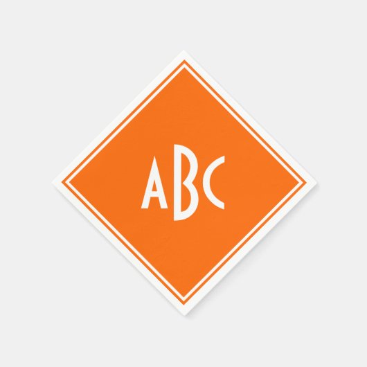 Helder oranje met wit monogram servetten (Hoek)
