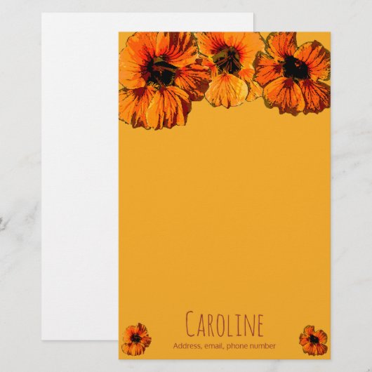 Helder oranje nasturtia - op maat gemaakt briefpapier (Voorkant / Achterkant)