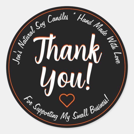 Helder Oranje Neon Black Hartelijk dank voor produ Ronde Sticker (Voorkant)