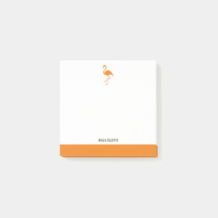 Helder oranje op witte flamingo & rand met naam post-it® notes