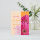 Helder Oranje roze Gerbera Daisy Save the Date (Staand voorkant)