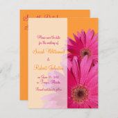 Helder Oranje roze Gerbera Daisy Save the Date (Voorkant / Achterkant)