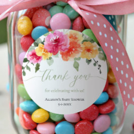 Helder oranje roze pioenrozen bloem bloemen sticke ronde sticker