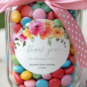 Helder oranje roze pioenrozen bloem bloemen sticke ronde sticker