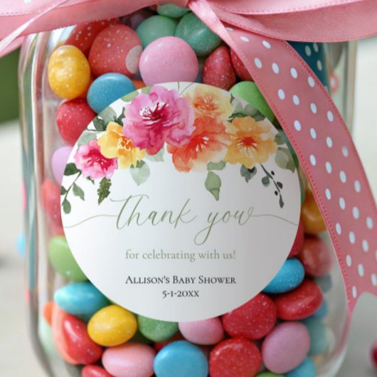 Helder oranje roze pioenrozen bloem bloemen sticke ronde sticker