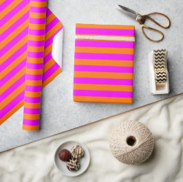 Helder Oranje roze stripe patroon Cadeaupapier