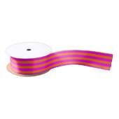 Helder Oranje roze stripe patroon Satijnen Lint (Spoel)