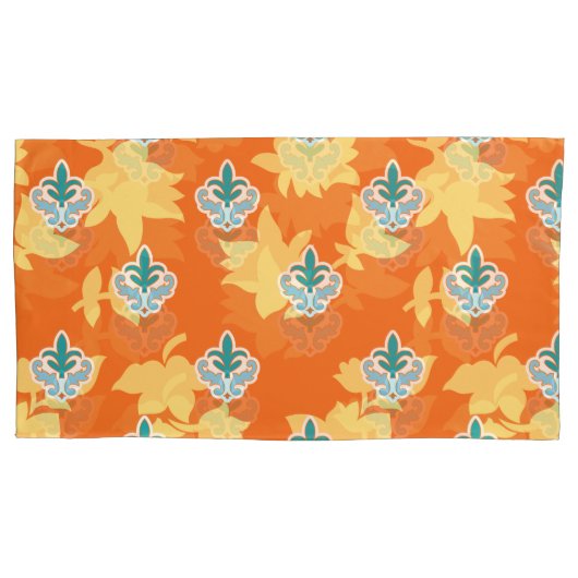 Helder oranje stof ontwerp met ingewikkelde bl kussensloop (Voorkant-Links)