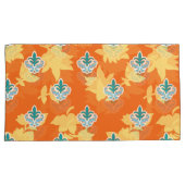 Helder oranje stof ontwerp met ingewikkelde bl kussensloop (Voorkant-Rechts)