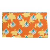 Helder oranje stof ontwerp met ingewikkelde bl kussensloop (Achterkant-Links)