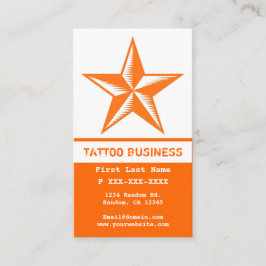 Helder oranje witte tattoo ster visitekaartjes