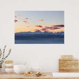 Helder oranje wolken boven Triglav, Slovenië Poster