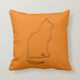 Helder Oranje zwart kattenkussen Kussen