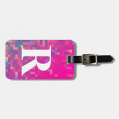 Helder Paars, blauw vierkant licht met Initiaal Bagagelabel (Voorkant horizontaal)