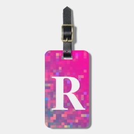 Helder paars, blauwe vierkante lichten met initiaa bagagelabel
