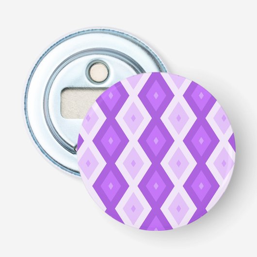 Helder paars diamantpatroon button flesopener (Voorkant)