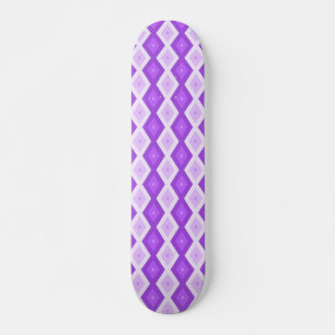 Helder paars diamantpatroon persoonlijk skateboard