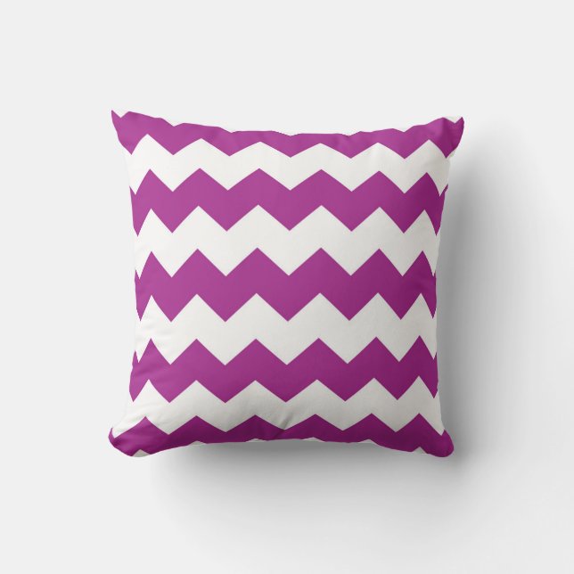 Helder Paars / donkermagenta Chevron Pattern Kussen (Voorkant)