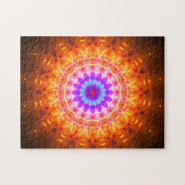 Helder Paars en Oranje Mandala Legpuzzel