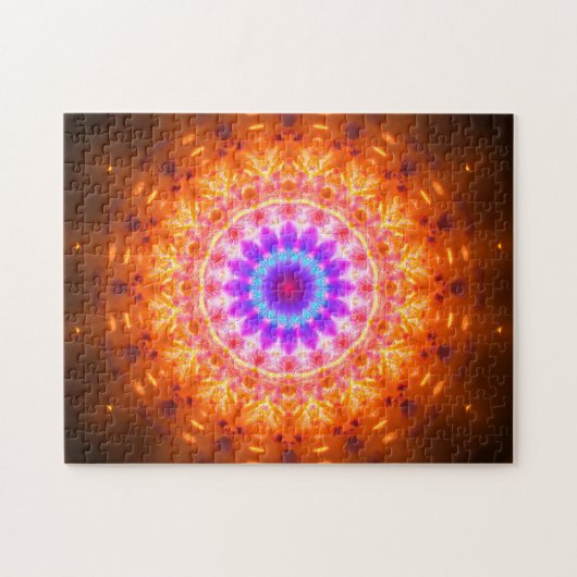 Helder Paars en Oranje Mandala Legpuzzel (Horizontaal)