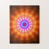 Helder Paars en Oranje Mandala Legpuzzel (Verticaal)