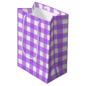 Helder paars geruit medium cadeauzakje (Voorkant Gekanteld)