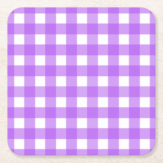 Helder paars gingham kartonnen onderzetters (Voorkant)