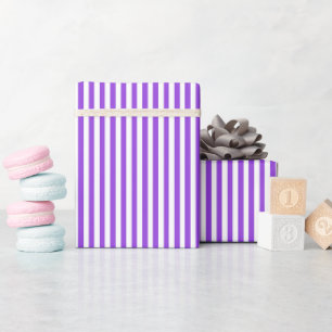 Helder paars & witte strepen cadeaupapier