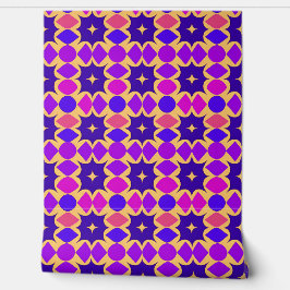 Helder Paarse Abstracte Retro Geometrische Patroon Behang