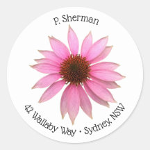 Helder Paarse Echinacea Ronde Adreslabel