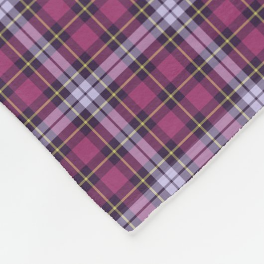 Helder Paarse en geel geruite patroon Fleece Deken (Hoek)