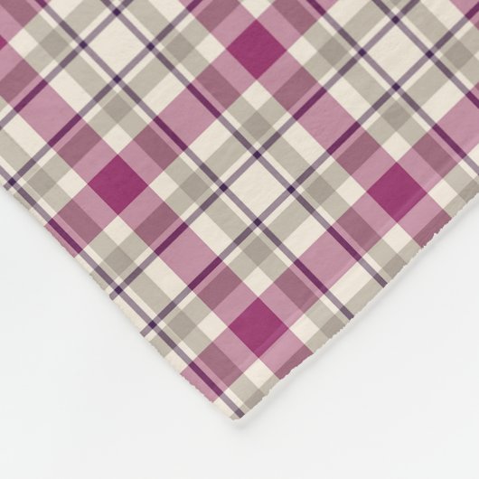Helder Paarse en grijs geruite patroon Fleece Deken (Hoek)