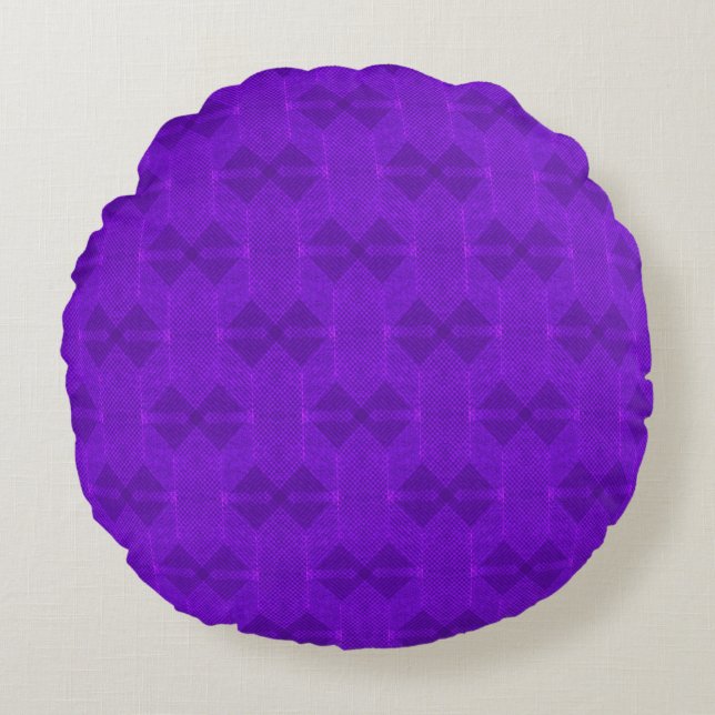 Helder paarse geometrische textuur. rond kussen (Voorkant)