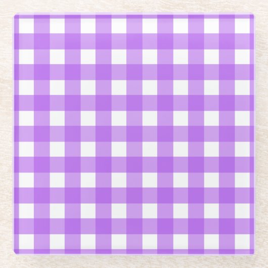 Helder paarse gingham glazen onderzetter (Voorkant)