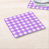 Helder paarse gingham kartonnen onderzetters (Schuin)