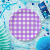 Helder paarse gingham papieren bordje (Feest)