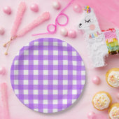 Helder paarse gingham papieren bordje (Feest)