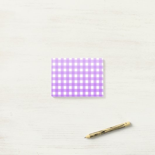 Helder paarse gingham post-it® notes (Op bureau)