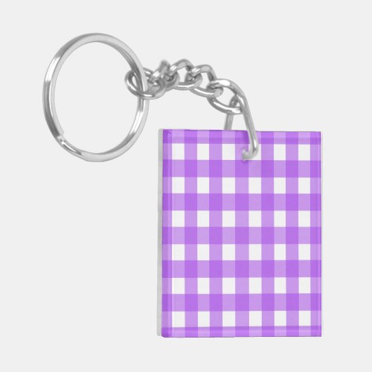 Helder paarse gingham sleutelhanger (Voorkant Links)