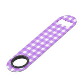 Helder paarse gingham speed flessenopener (Voorkant Gekanteld)